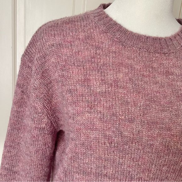 Frye 100% Shetland Wool Crew Neck Sweater Small Pink Cozy Natural Fabric Winter - Picture 5 of 8